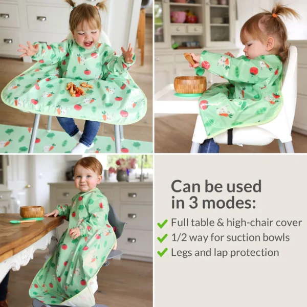 Wipeezee Coverall Weaning Bibs- Green bunny and Veg 3 how to use