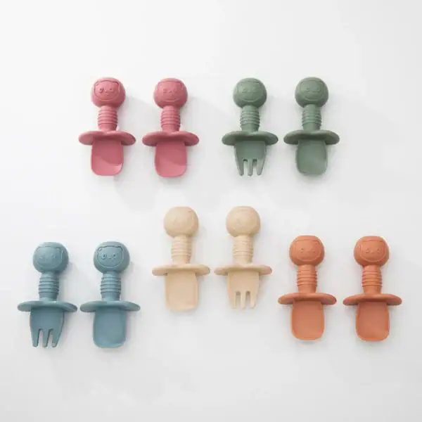 Silicone Baby Cutlery Set - Cream 2 Mix of colours